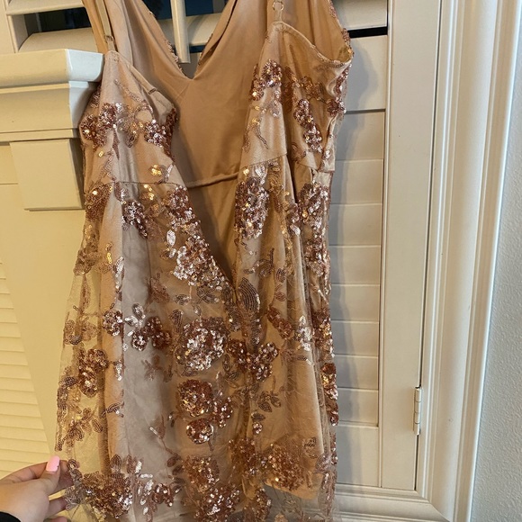 Lace & Sequin Rose Gold Fashion Nova Dress - Picture 5 of 5